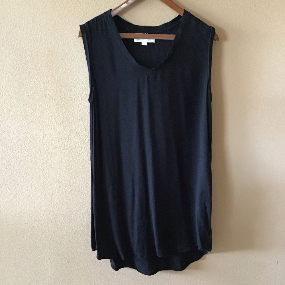 Cloth & Stone Black VNeck Sleeveless Relaxed Fit Tunic Shirt Dress (L)